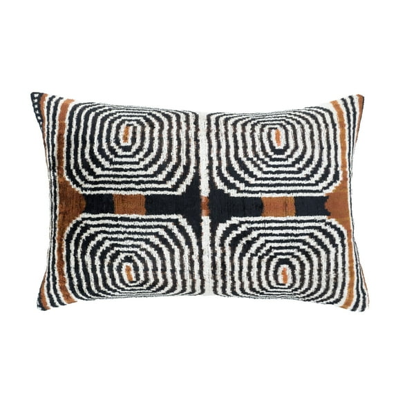 Labyrinth Silk Velvet Ikat Pillow, 16" X 24"