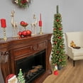 thumbnail image 4 of National Tree Company 6 ft. Pre-Lit Artificial Pencil Slim Christmas Tree, Green, Nooksack Fir, 250 Warm White LED Lights, Includes Stand, 4 of 4