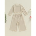 thumbnail image 4 of Nygoyerh Toddler Baby Girls Solid Color Long Pants Sets  Long Sleeve Crew Neck T-shirt Tops with Trousers 2Pcs Kids Casual Spring Autumn Outfits 6M 12M 18M 24M 3T 4T, 4 of 9