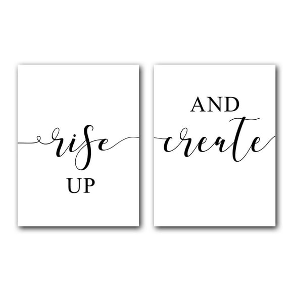 Rise Up and Create Set of 2 Posters 18 x 24 Inches Minimalist Art Typography Art Bedroom Wall Art Romantic Gift Home Wall Art Poster