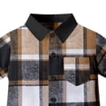 thumbnail image 3 of Sopiago Boys Clothes Shorts Sets Plaid Short Sleeve Hooded Button Shirt and Jogger Shorts for Kids Summer Outfits Brown,4-5 Years, 3 of 4