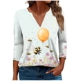 thumbnail image 2 of SOOMLON Womens 3/4 Length Sleeve Blouses Plus Size Tunic Bee Festival Tops Casual V Neck Shirts Cute Honey Bee Graphic T Shirts 2025 Trendy Spring Summer Ladies Tops Loose Fit Outfits Pullover 5XL, 2 of 5