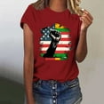 thumbnail image 2 of HBYJLZYG Black History Graphic Tees For Women, Magic Fashion American Flag With Fist Print Graphic Cold Simple Crew Neck, 2 of 4