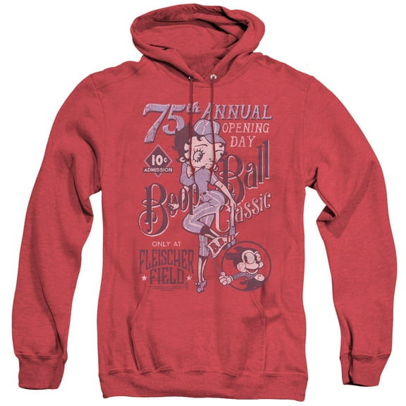 Betty Boop Boop Ball Adult Heather Hoodie Sweatshirt Red