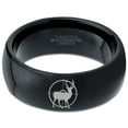 thumbnail image 2 of Tungsten Deer Hunter Hunting Elk Band Ring 8mm Men Women Comfort Fit Black Dome Polished, 2 of 4