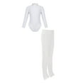 thumbnail image 2 of TiaoBug Kids Girls Gymnastics Dance Outfit Long Sleeve Leotard And Sparkly Rhinestones Tights Set B White 13-14, 2 of 5