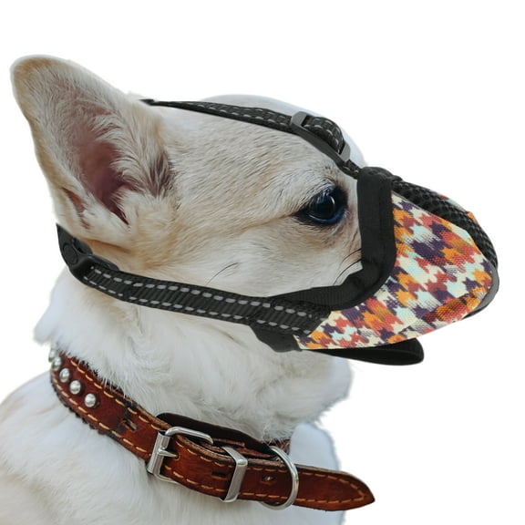 Unique Bargains Muzzle for Small Dog Bite-proof Breathable Mesh Design Small Dog Muzzle Adjustable Straps XS Orange
