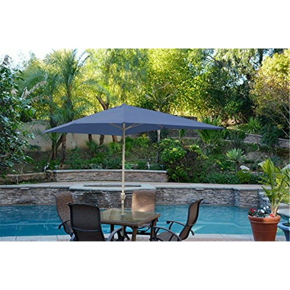 Jeco Aluminum Patio Market Umbrella Tilt w/ Crank - Grey Pole-Color:Blue,Size:6.5' X 10'