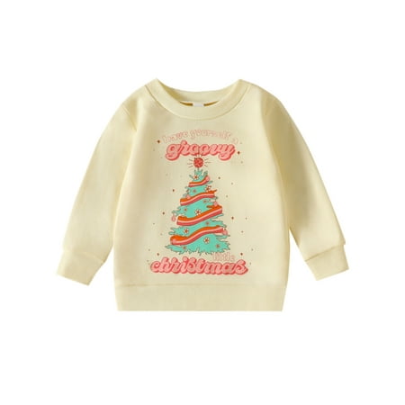 

Colisha Girls Xmas Pullover Tree Printed Christmas Sweatshirt Crew Neck Jumper Top Cute Party Long Sleeve Tunic Style-C 110cm
