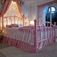 thumbnail image 3 of Amolife Twin Bed Frame, Metal Platform Bed with Heart-Shaped Headboard and Footboard, 12.6'' Under-Bed Storage Space, No Box Spring Needed, Pink, 3 of 12