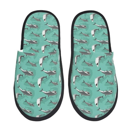 Balery Great White Shark Slient Indoor Furry Fleece Comfort House Shoes Soft Non-Slip Home Shoes Cotton slippers House Slippers-- Large