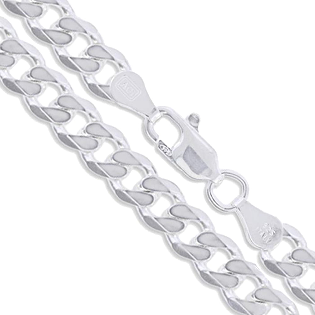 Mens Sterling Silver Flat Curb Chain 1.2mm-11.5mm Solid 925 Italy Link Necklace