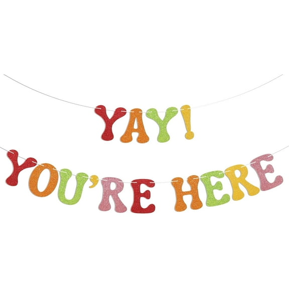 Yay！You're Here Banner - Welcome Home Decor, Housewarming Sign, School Welcome Board Decor, Back to School Supply Decorations Multicolor