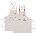 thumbnail image 1 of Unique Bargains 2pcs Adjustable Chef Apron Cross Back Aprons for Kitchen Cooking Art Painting, Beige, 1 of 6