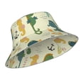 thumbnail image 2 of Disketp Seahorse Print Reflective Bucket Hat Beach Hat Summer Travel Sun Hats Fisherman Cap, 2 of 8