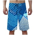 thumbnail image 2 of HOWPAY Men's Swim Trunks Summer Hawaiian Print Quick Dry Board Shorts Elastic Waist Drawstring Lightweight Loose Fit Casual Bathing Suit Dark Blue L, 2 of 5