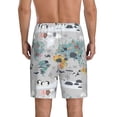 thumbnail image 3 of Fotbe The World Map with Cartoon Animals Pajama Shorts for Men, Men's Pajama Bottoms, Sleepwear,Short Pajama Pants-3X-Large, 3 of 9