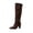 Coffee, variant on Xfvqtps Womens Thigh High Boots Pull on Tie Back Chunky High Heel Pointed Toe Suede over the Knee Boots