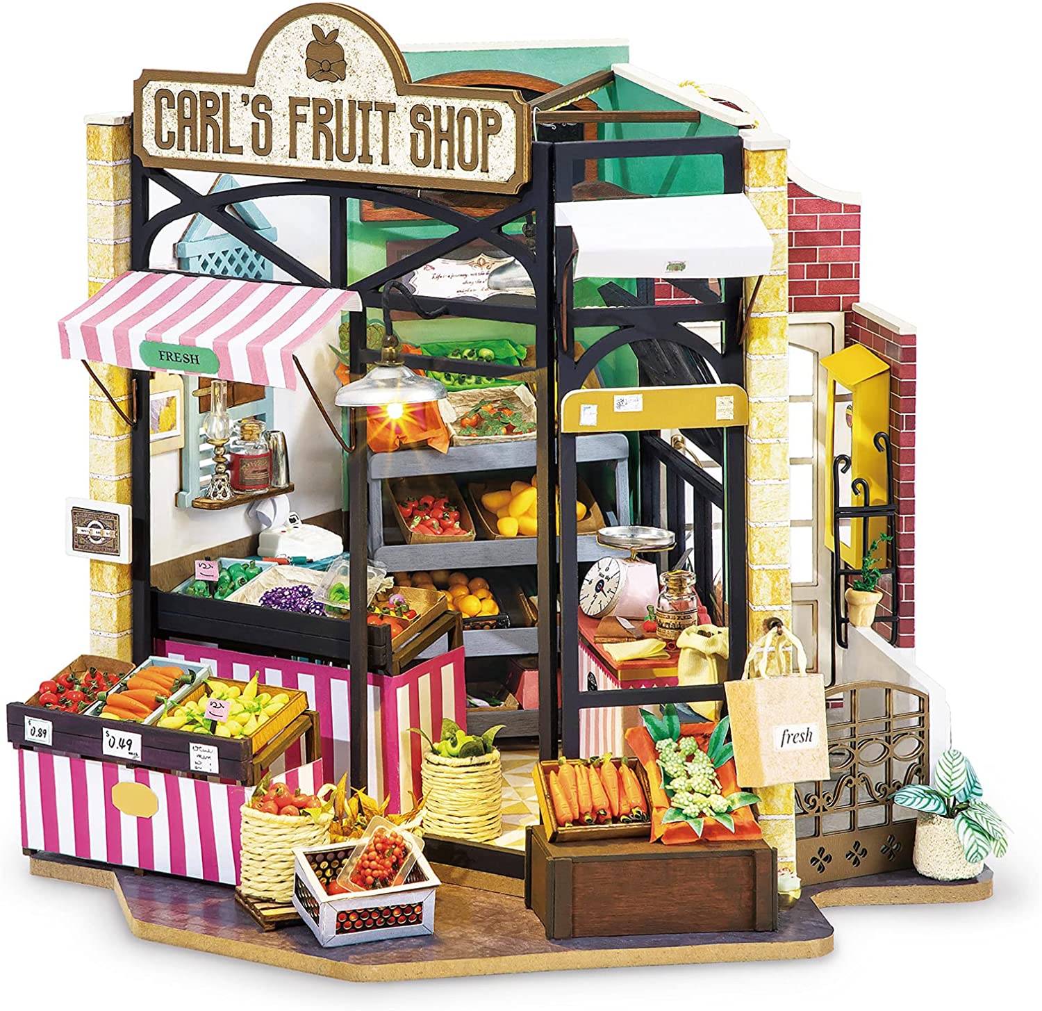 H user Spielzeug Rolife DIY Puppenhaus Bibliothek Miniaturzimmer 
