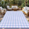 thumbnail image 2 of Blue Grid Outdoor Rug 5x7 Ft - Reversible Patio Rug Outdoor Camping Rugs, Checkered Plaid Gingham Lattice Trellis Print Indoor Outdoor Area Rugs, Non-Slip Outdoor Carpet Runner for Deck/Porch, 2 of 8