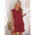 thumbnail image 3 of DARING DIVA Ruffle Trim Cap Sleeve Lounge Tops Shorts Pajama Sets L Red, 3 of 6