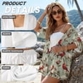 thumbnail image 6 of Xoenoiee Cardinal Flower Print Women's Hawaiian Beach Outfit 2 Piece Short Sleeve Swim Cover Up Shorts Set Summer Open Front Kimono Cardigan Vacation Beachwear, S, 6 of 7