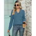 thumbnail image 2 of ZHENWEI Women Long Sleeve V Neck Pullover Collar Knitted Sweaters, 2 of 6