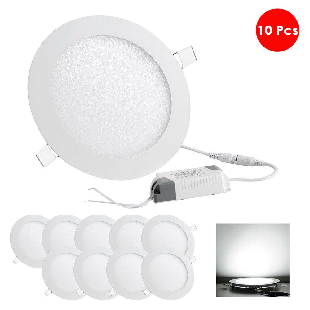 10X 6W 4" Round Cool White LED Recessed Ceiling Panel Lights Bulb Lamp Fixture 