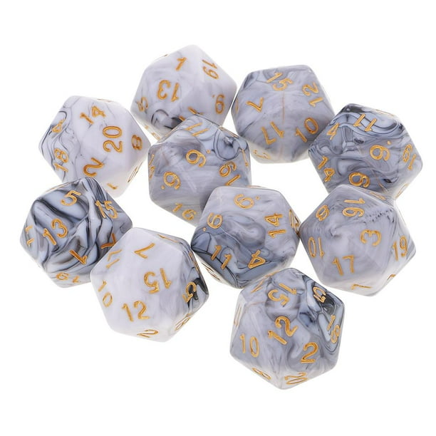 De Dados Poliédricos De Plástico De 20 De De De Dados Numéricos Accesorios Para Mazmorras Y Dragones, 10 Piezas Por Ped Gris blanco Hugo Dados poliédricos
