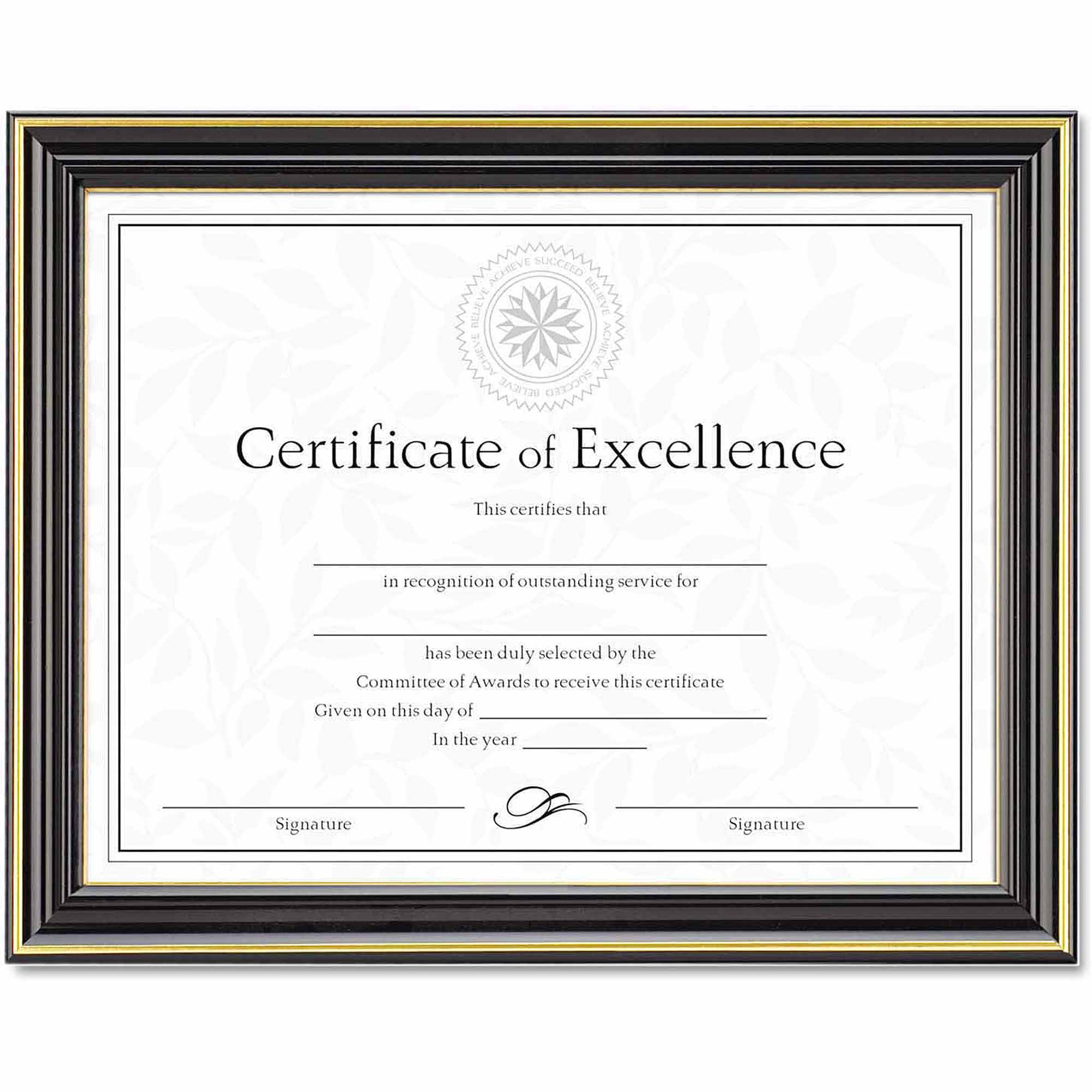 DAX Solid Wood Award/Certificate Frame, 8" x 10", Black with Walnut