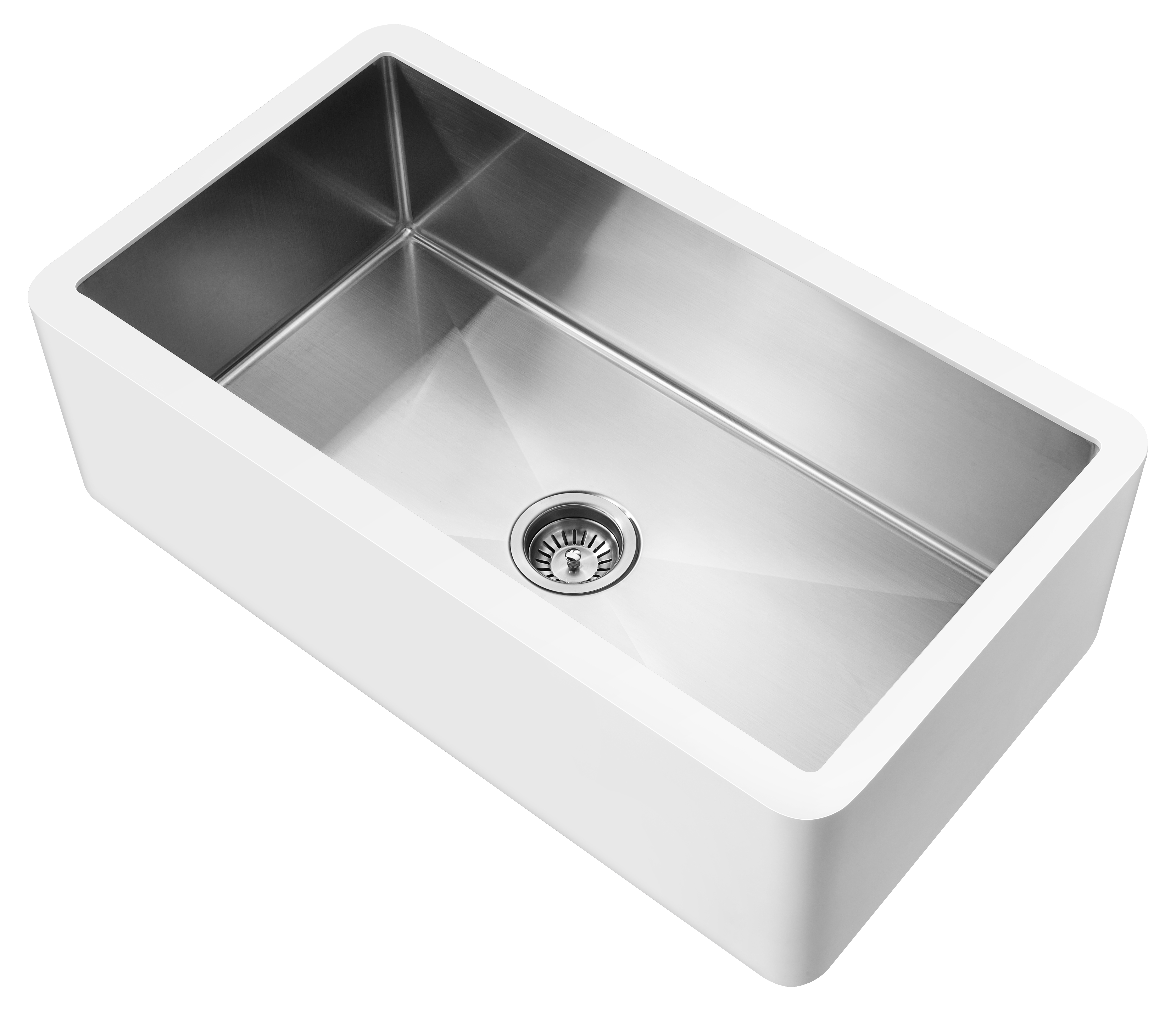 ANZZI Prisma Küchenspüle 91,4 Cm – Aus Fester Oberfläche, Mattes Weiß, Kratzfest & Unterbaufähig