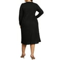 thumbnail image 3 of Vestido de suéter de mujer plus size Agnes Orinda, ligero, de manga larga, pulóver, midi, 3X, negro, 3 of 6