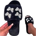 thumbnail image 4 of Zapatilla de felpa para mujer con lazo plano y zapatilla de casa, chanclas para interior Wmkox8yii hj789, 4 of 4