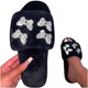 thumbnail image 4 of Zapatilla de felpa para mujer con lazo plano y zapatilla de casa, chanclas para interior Wmkox8yii hj789, 4 of 4