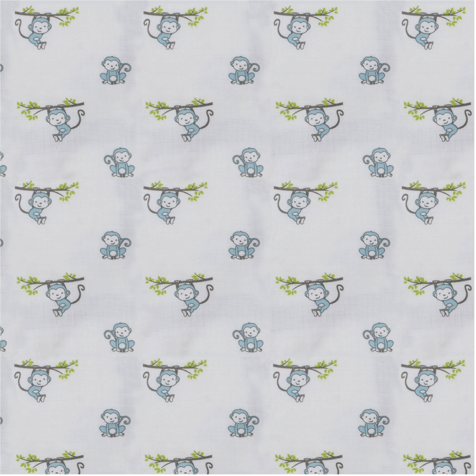 Bacati - Happy Monkeys Crib/Toddler Bed Fitted Sheets 100% Cotton Muslin 2 Pack, Blue