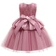 thumbnail image 4 of Vestido Para Niñas, Ropa Para Niñas Pequeñas, Color Sólido, Bordado De Hojas, Hilo De Red, Lazo, Fiesta De Cumpleaños, Vestido De Flores, Vestidos Para Niños, Rosa Odeerbi LM103-8826, 4 of 9