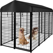DOMIPET Heavy Duty Extra Large Outdoor Dog Kennel Pet Playpen,8.2 ft. x 4 ft. x 5.4 ft, Dog Pen Fence with Waterproof Roof Cover