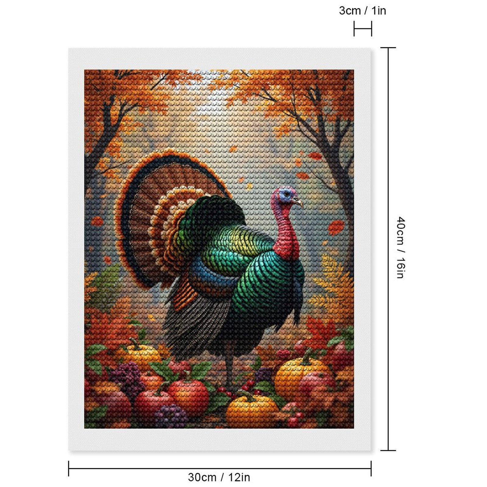 Diamond Art Kits for Adults, Autumn Turkey Harvest Scene 5D Diamond Painting Kits for Adults Beginners, DIY Full Drill Diamond Painting, Gem Art and Crafts 12x16