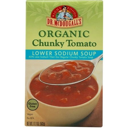 Dr. McDougall's Right Foods Organic Chunky Tomato Lower Sodium Soup, 17.7 oz, (Pack of