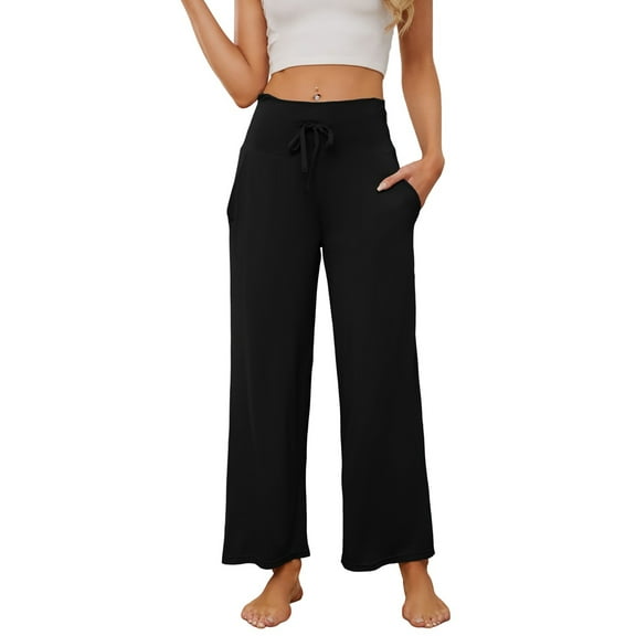 HEARTNICE Womens Pajama Pants, Soft Lounge Pants Lightweight High Waisted Drawstring Sleepwear,(Black,M)
