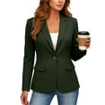 thumbnail image 2 of FAVIPT Work Blazers for Women Business Office Casual Dressy Jackets Notch Lapel One Button Long Sleeve Suits 2026 Green,S, 2 of 7