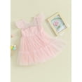 thumbnail image 3 of Bagilaanoe Toddler Baby Girl Party Dress Ruffle Flying Sleeve A-line Princess Dresses 3M 6M 12M 18M 24M 3T Kid Patchwork Tulle Skirt, 3 of 8