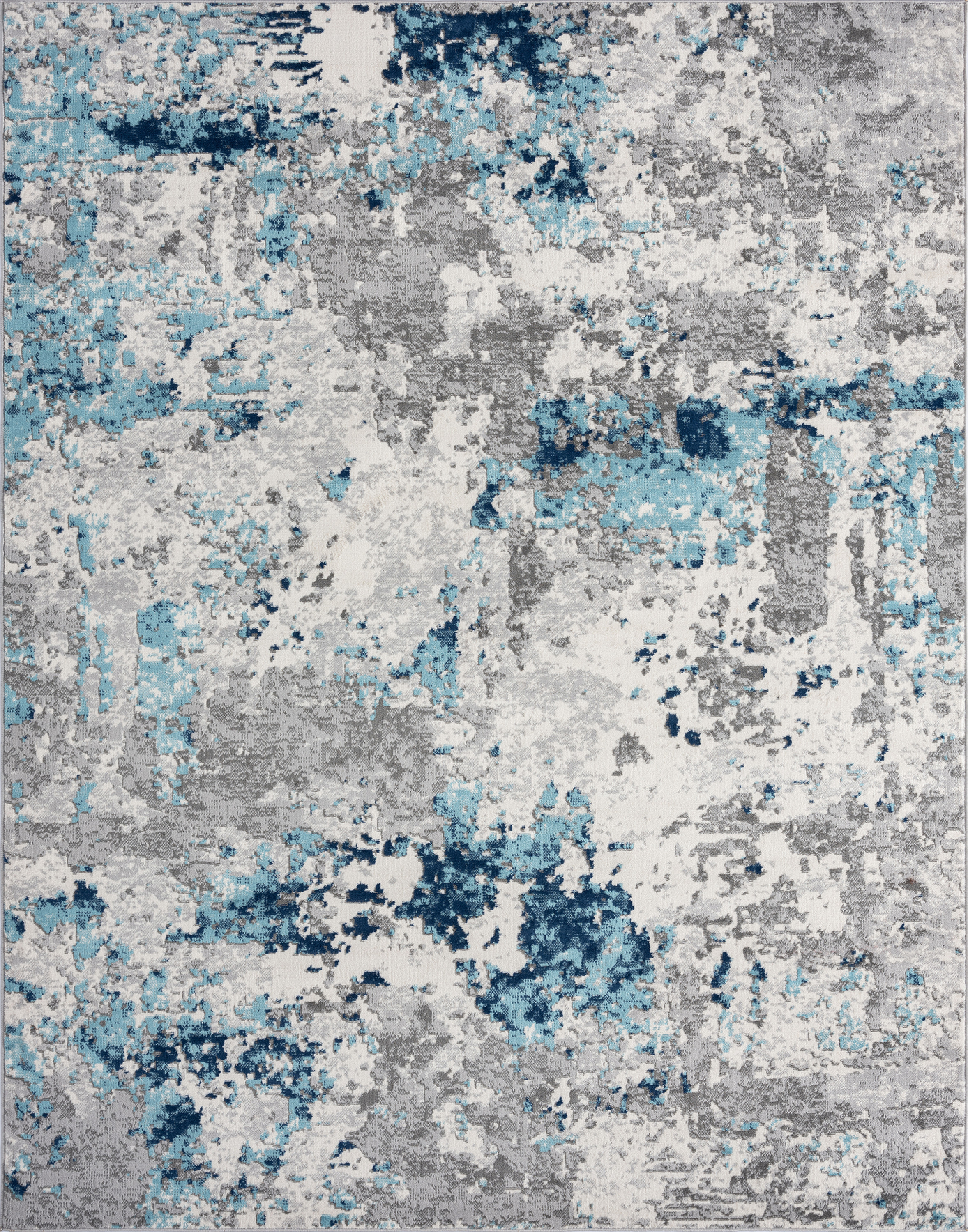 Contemporary 5x8 Area Rug (5'3'' x 7'3'') Abstract Blue, Gray Living Room Easy to Clean