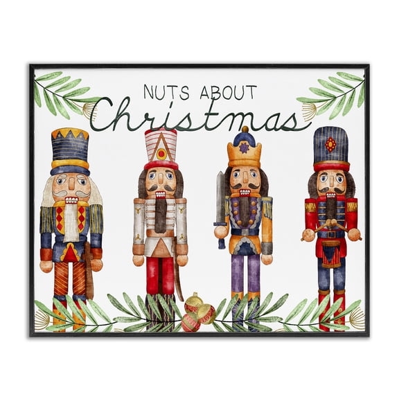Stupell Industries Eclectic Nuts About Christmas Nutcrackers Black Framed Giclee Art, 14 x 11, by Kim Allen