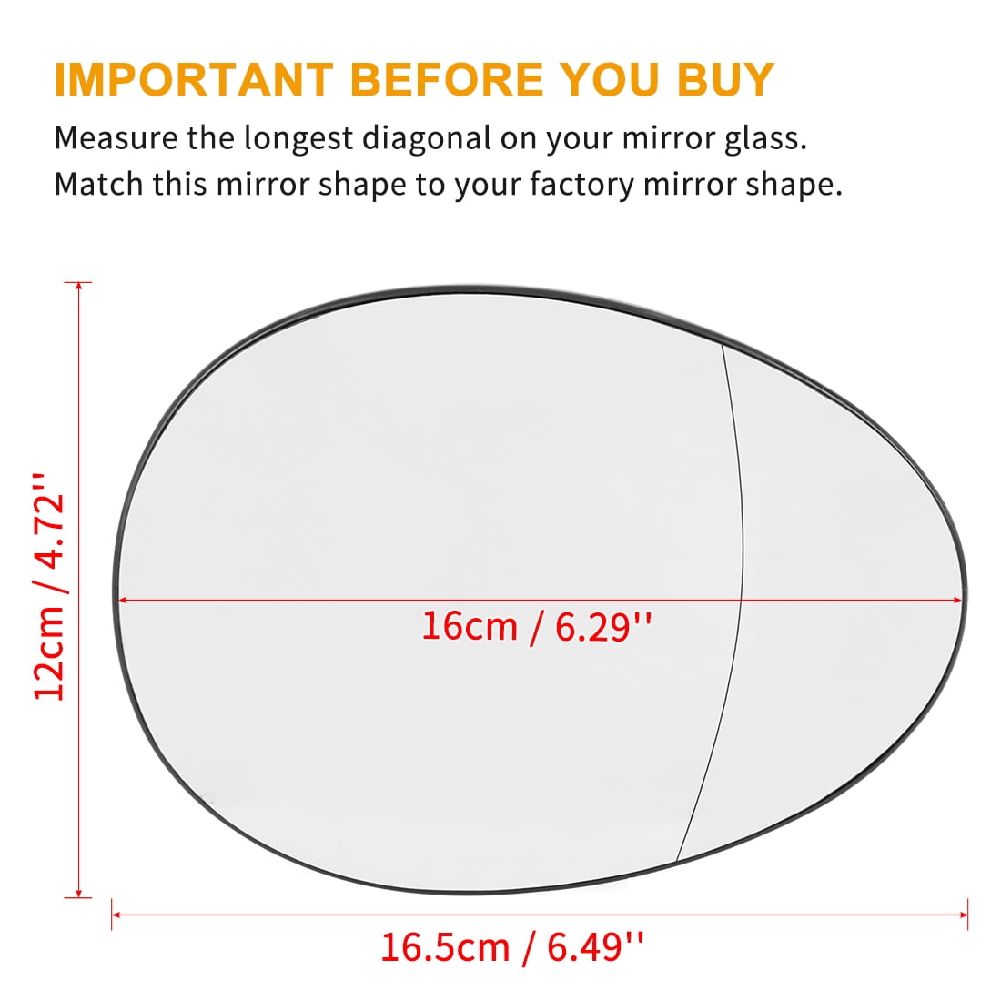 Unique Bargains Mirror Glass Heated Backing Plate Right Side