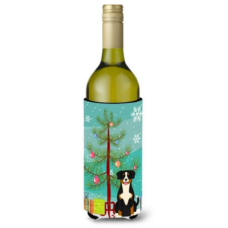 

Carolines Treasures BB4163LITERK Merry Christmas Tree Entlebucher Wine Bottle Beverge Insulator Hugger Wine Bottle