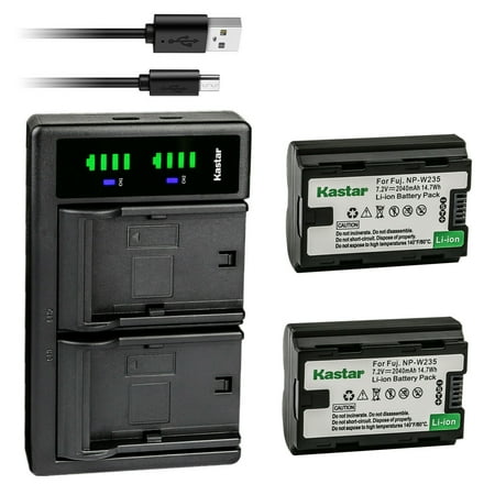 Kastar 2-Pack NP-W235 Battery and LTD2 USB Charger Replacement for Fujifilm NP-W235 NPW235 Battery Fujifilm BC-W235 BCW235 Charger Fujifilm X-H2 Mirrorless Camera Fujifilm X-H2S Mirrorless Camera