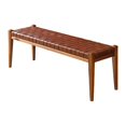 thumbnail image 2 of Lipstore Accent Bench End of Bed Bench PU Leather Long Bench Ottoman Bench Wood Bench for Brown, 2 of 8