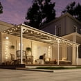 thumbnail image 4 of MEISSALIVVE 12' x 20' Hardtop Wall Mounted Gazebo Pergola, Lean-to Metal Awning with Sloped Roof, Outdoor Shelter for Patio, Deck, Backyard, White, 4 of 12