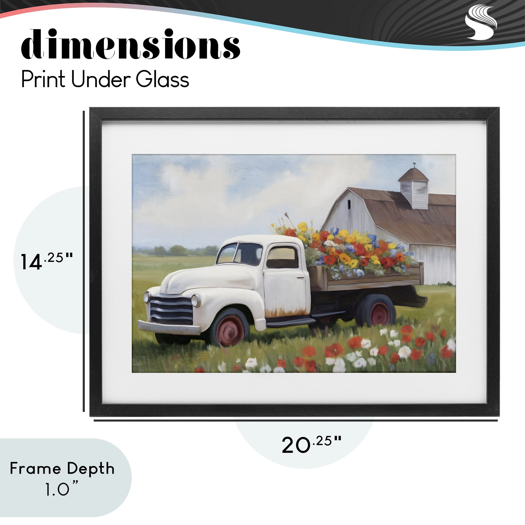 Stupell Industries White Delivery Floral Truck Black Framed Print Under Glass, design by Kim Allen